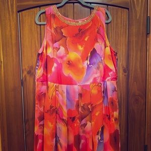 Watercolor Floral Tea Length Dress